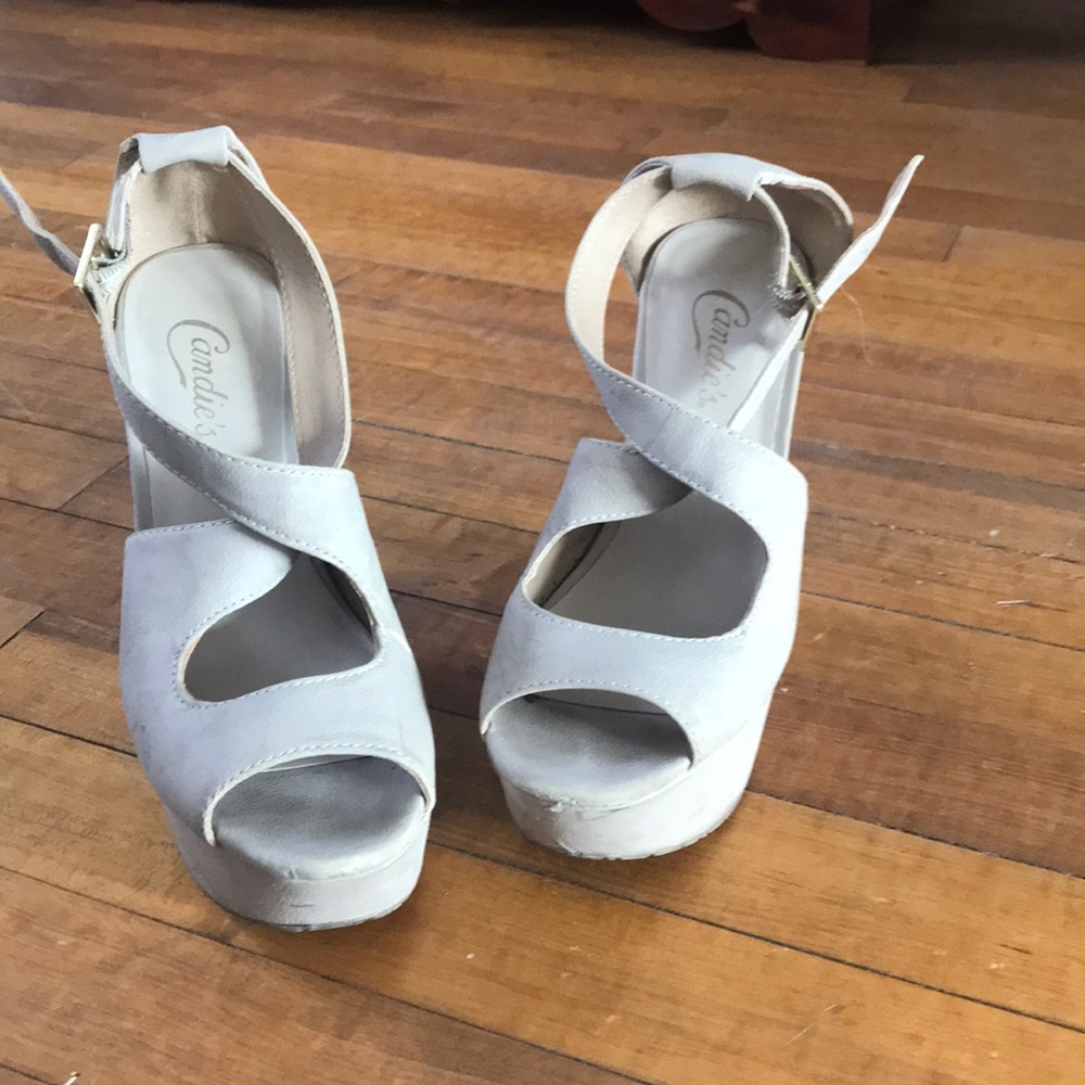 Nude platform wedges